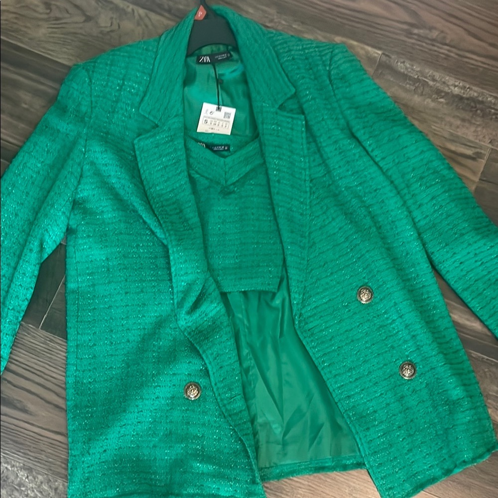 Zara Women's Green Blazer and top